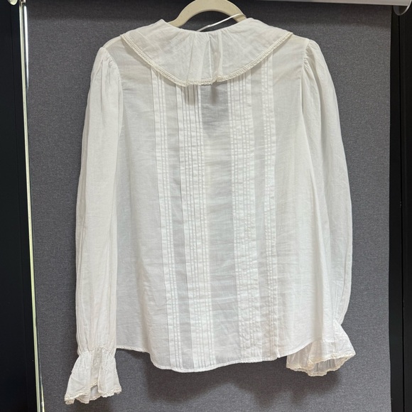 Light, cotton ruffle blouse with balloon sleeves - Picture 3 of 4